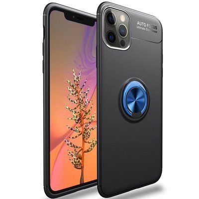 Чохол Din Color Magnet Ring для Iphone 12 Pro Max Чорний / Синій 52882