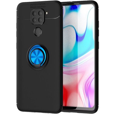 Чехол Din Color Magnet Ring для Xiaomi Redmi Note 9 / Redmi 10X Черный / Синий 43608