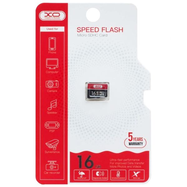 Карта пам'яті XO MicroSDHC 16 GB Class 10 Black / Red 42868