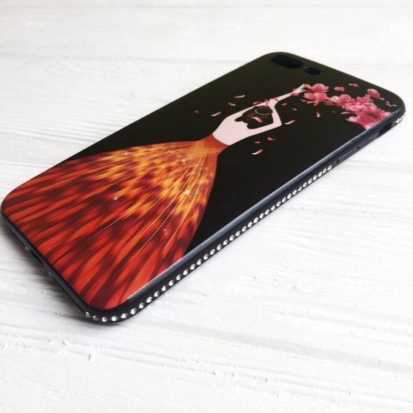 Чехол Magic Girl со стразами для Apple iPhone 7 plus / 8 plus Черный / Лепестки 10439