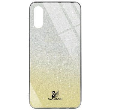 Чехол TPU+Glass с блестками Swarovski для Iphone X / XS Золотой 56091