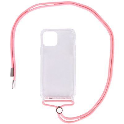 Чехол Crossbody Transparent со шнурком для Iphone 11 Pro Max Розовый 57190