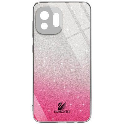 Чохол TPU+Glass з блискітками Swarovski для Xiaomi Mi 11 Lite / 11 Lite 5G NE Малиновий 59719