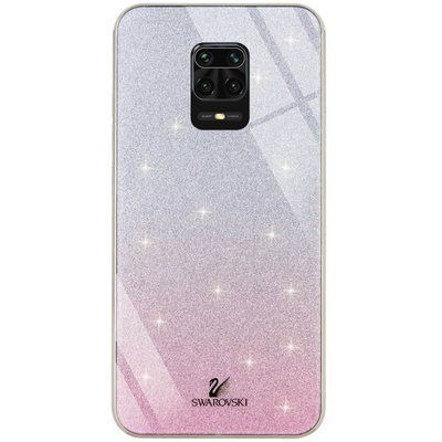 Чохол TPU+Glass з блискітками Swarovski для Xiaomi Redmi Note 9s / Note 9 Pro Рожевий 45945