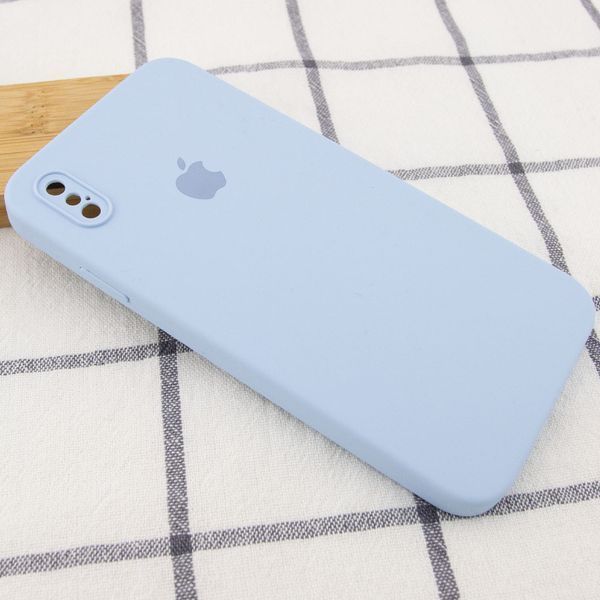 Чехол Silicone Case Square для Iphone X / XS Голубой / Mist blue 53346