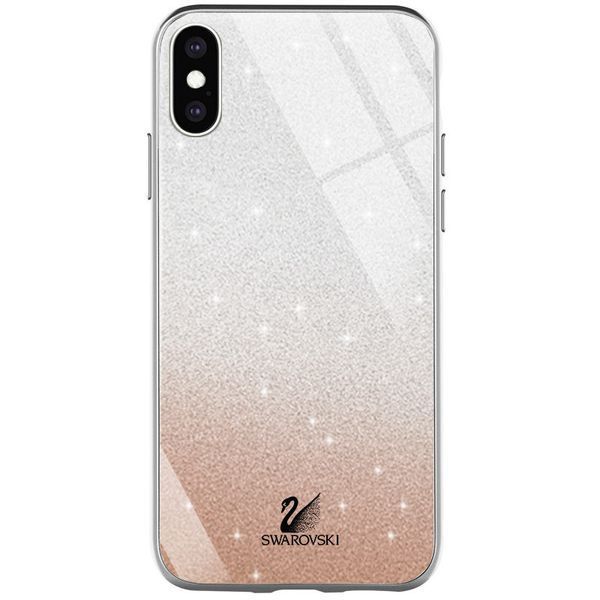 Чехол TPU+Glass с блестками Swarovski для Iphone X / XS Золотой 56091