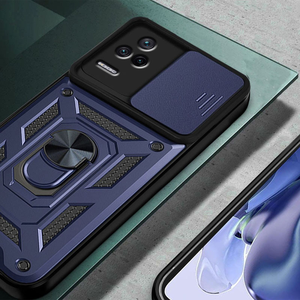 Противоударный чехол Camsh Serg Ring для Xiaomi Poco F4 Синий 65893