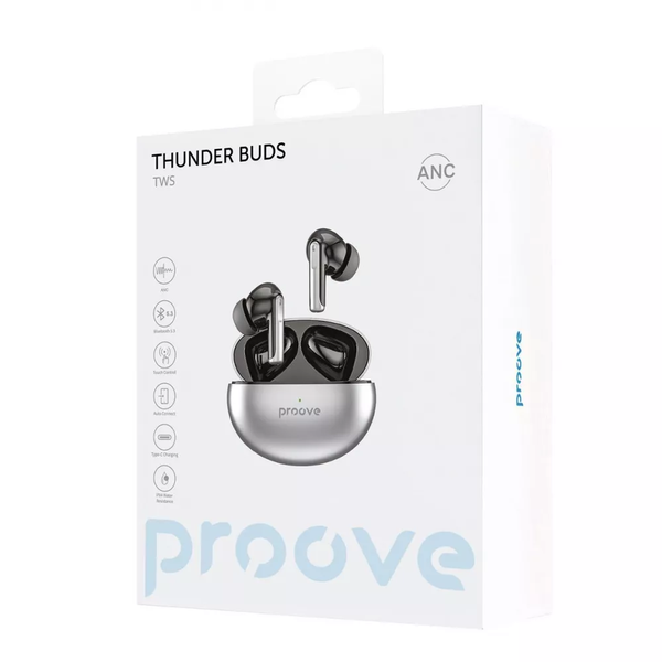 Наушники беспроводные Proove Thunder Buds TWS with ANC Silver 81644