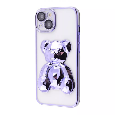 Чохол Perfomance Bear зі склом на камеру для Iphone 14 Прозорий / Deep purple 80283