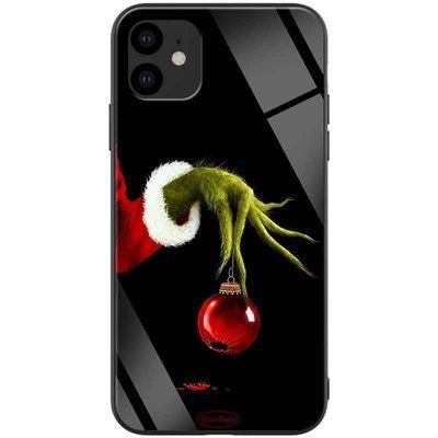 Чохол TPU+Glass ForFun для Iphone 11 Грінч і ялинкова іграшка / Чорний 38698