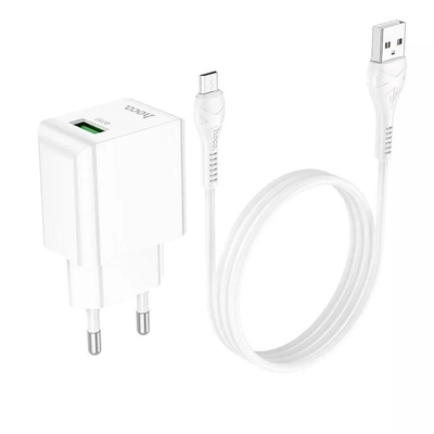 Мережевий зарядний пристрій HOCO C98A Proton + кабель MicroUSB 1USB 2.4A 18W White 81353