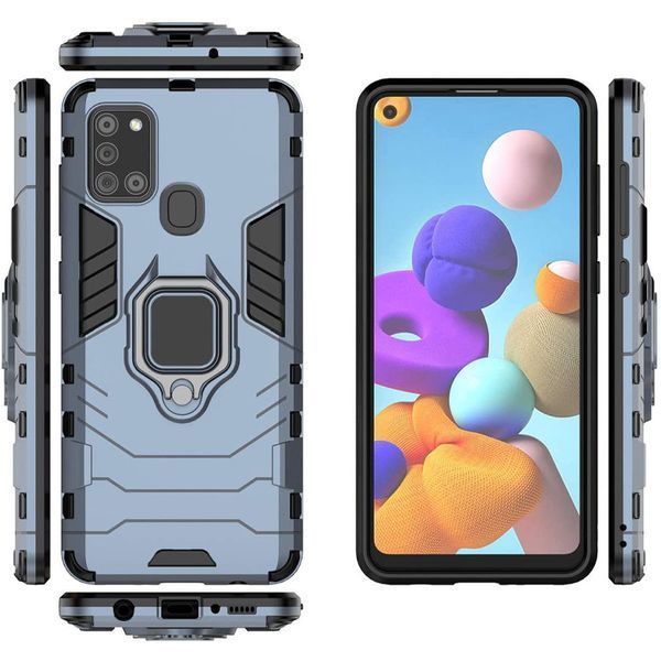 Противоударный чехол Transforme Ring для Samsung Galaxy A21s Серый / Metal slate 43329