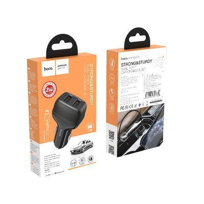 Автомобильное зарядное устройство Hoco Z36 2USB+кабель USB to Lightning Black 83636