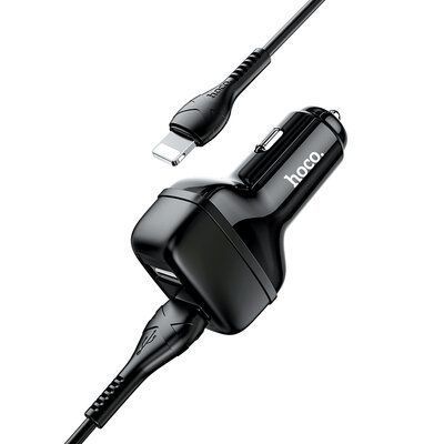 Автомобильное зарядное устройство Hoco Z36 2USB+кабель USB to Lightning Black 83636