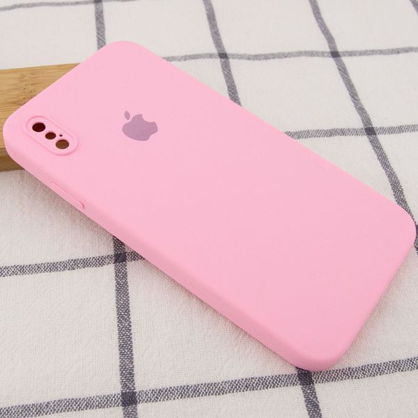 Чехол Silicone Case Square для Iphone X / XS Розовый / Light pink 53347