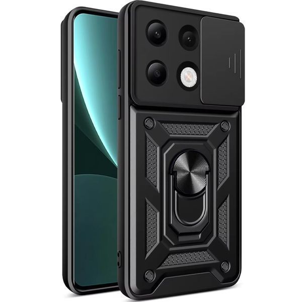 Противоударный чехол Camsh Serg Ring для Xiaomi Redmi Note 13 Pro / Poco M6 Pro Зеленый