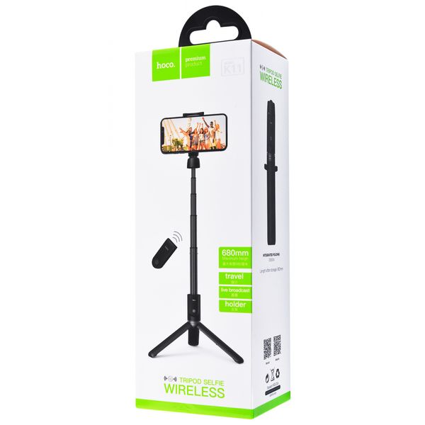 Монопод для селфи Hoco K11 Tripod Selfie Stand Bluetooth Black 52404