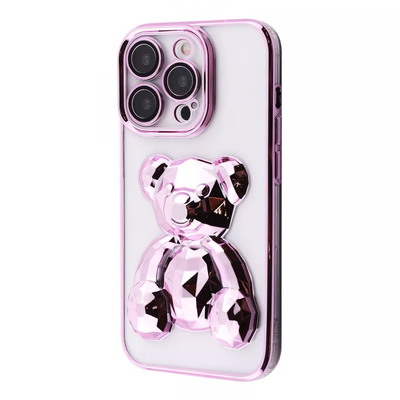 Чохол Perfomance Bear зі склом на камеру для Iphone 14 Pro Прозорий / Rose gold 80285