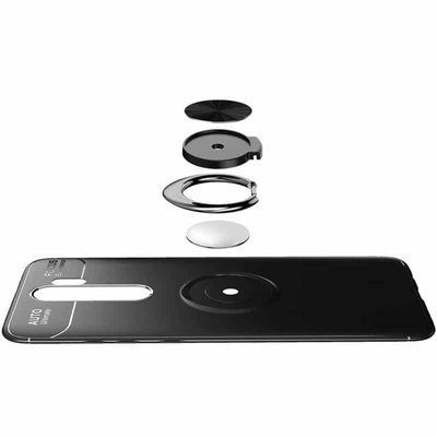 Чохол Din Color Magnet Ring для Xiaomi Redmi Note 8 Pro Чорний / Червоний 37462