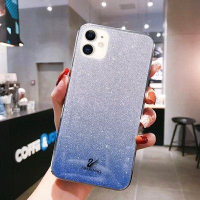 Чехол TPU+Glass с блестками Swarovski для Iphone 11 Синий 37406
