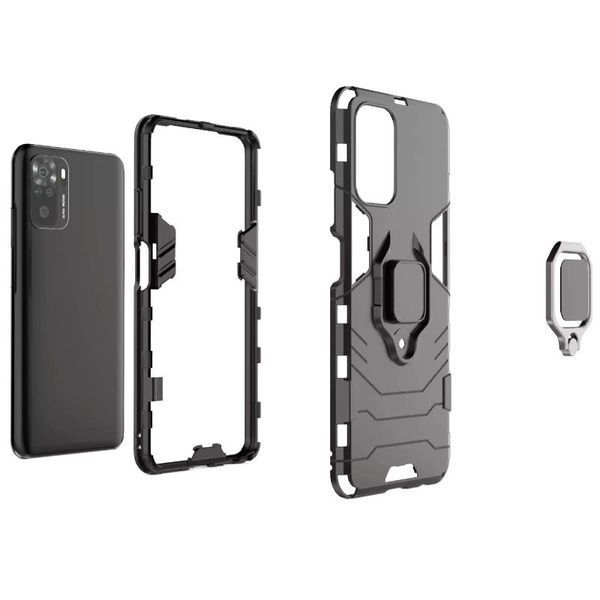 Противоударный чехол Transforme Ring для Xiaomi Redmi Note 10 / Note 10s / Poco M5s Черный / Soul Black 55481