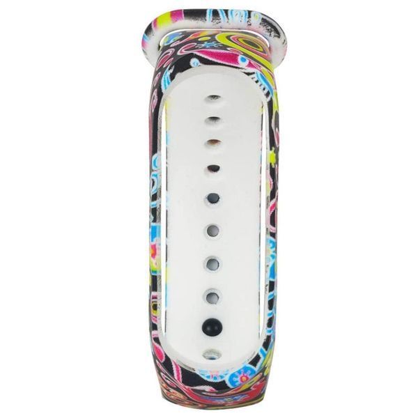 Ремешок с рисунком для Xiaomi Mi Band 5/6 Восточный орнамент / Черный 44103