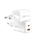 Мережевий зарядний пристрій WIWU Wi-U012 Nano GaN PD+QC Type-C+USB 65W White 88213 3
