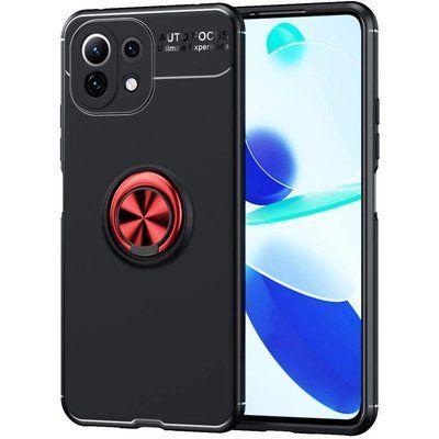 Чохол Din Color Magnet Ring для Xiaomi Mi 11 Lite / 11 Lite 5G NE Чорний / Червоний 60129