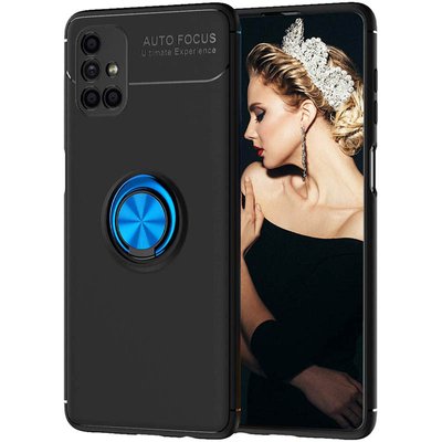 Чехол Din Color Magnet Ring для Samsung Galaxy M51 Черный / Синий 47206