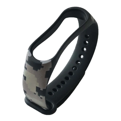Ремінець Silicone Camouflage для Xiaomi Mi Band 3/4 PIXEL BLACK ARMY 86725
