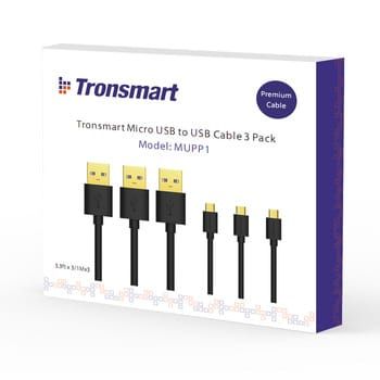 Кабель Tronsmart MUPP1 Premium 3шт USB to MicroUSB 1м Black 36724