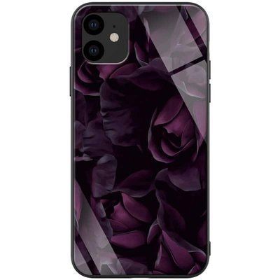 Чохол TPU+Glass ForFun для Iphone 11 Фіолетовий / Рози 38702