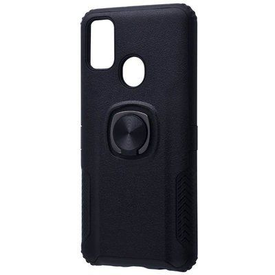 Противоударный чехол Leather Magnet Ring для Samsung Galaxy M30s / M21 Black 38146
