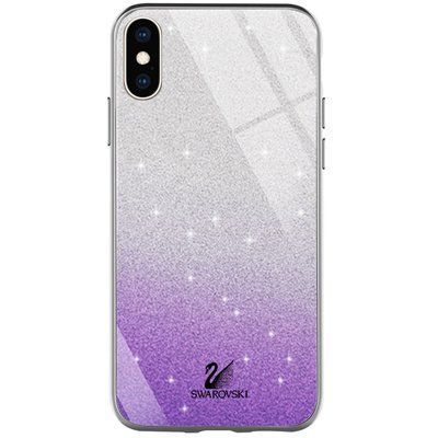 Чехол TPU+Glass с блестками Swarovski для Iphone X / XS Фиолетовый 56096