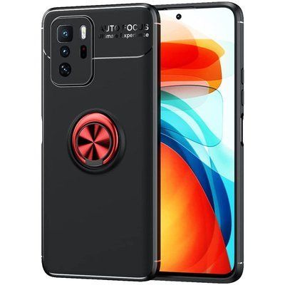 Чохол Din Color Magnet Ring для Xiaomi Redmi Note 10 5G / Poco M3 Pro Чорний / Червоний 56937