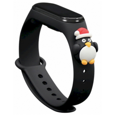 Ремешок Silicone Cartoon Face для Xiaomi Mi Band 3/4 Черный / Пингвин 60236