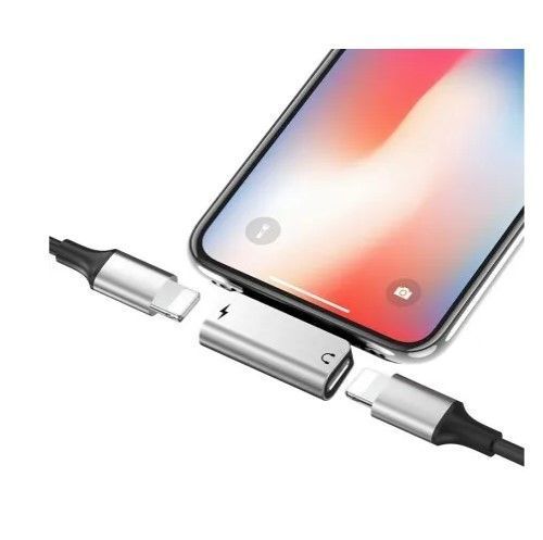 Адаптер Hoco LS24 Lightning to 2 Lightning (Audio + Charge) Silver 41304
