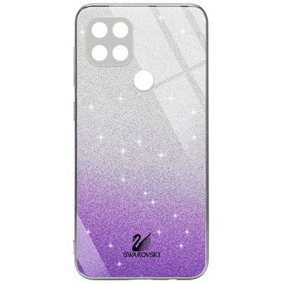 Чохол TPU+Glass Swarovski Full для Oppo A15s / A15 Фіолетовий 55998
