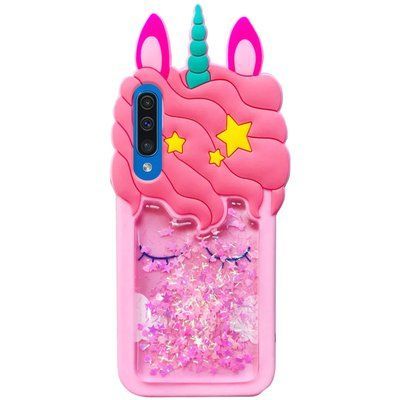 Чохол 3D Єдиноріг з блискітками для Samsung Galaxy A50/A30s Рожевий 44493