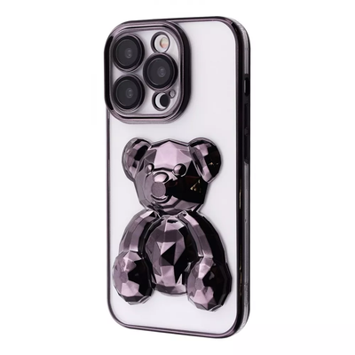 Чохол Perfomance Bear зі склом на камеру для Iphone 14 Pro Прозорий / Black 80288