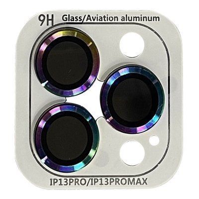 Захисне скло Metal Classic на камеру для iPhone 13 Pro / 13 Pro Max Бузковий / Rainbow 60860