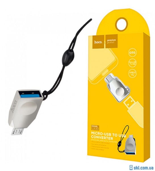 Адаптер Hoco UA10 OTG USB to MicroUSB Silver 41305