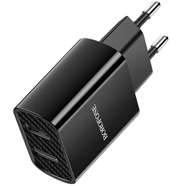 Мережевий зарядний пристрій Borofone BA53A Powerway 2USB / 2.1A Black 65092