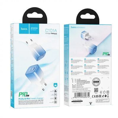 Сетевое зарядное устройство HOCO C101A PD20W Type-C Ice Blue 83691