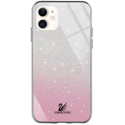 Чехол TPU+Glass с блестками Swarovski для Iphone 11 Розовый 37410