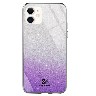 Чехол TPU+Glass с блестками Swarovski для Iphone 12 Mini Фиолетовый 48242