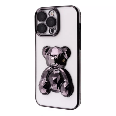 Чохол Perfomance Bear зі склом на камеру для Iphone 14 Pro Max Прозорий / Black 80289