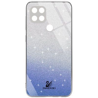 Чохол TPU+Glass Swarovski Full для Oppo A15s / A15 Синій 55999