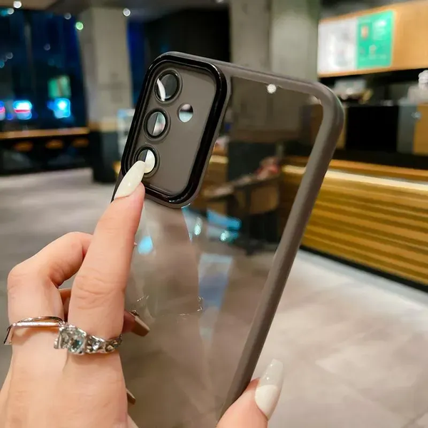 Чохол Stez із склом на камеру для Samsung Galaxy A36 / A56 Прозорий / Чорний
