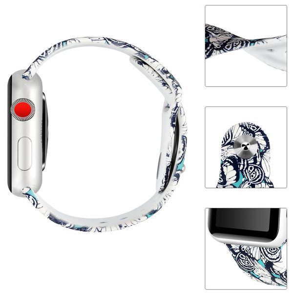Ремешок Silicone для Apple Watch 42/44/45/49 mm Синий / Бабочки 50628